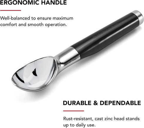 8.6 inches, KitchenAid Classic Ice Cream Scoop, Black