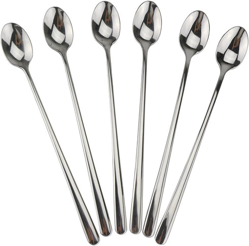Long Handle Spoon, 9-inch Ice Tea Spoon, DEALIGHT Premium 18/10 Stainless Steel Iced Teaspoon, Set of 6