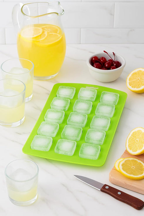 HIC Kitchen Silicone Ice Tray, 18-Hole, Non-Stick, Makes 18 Square Cubes