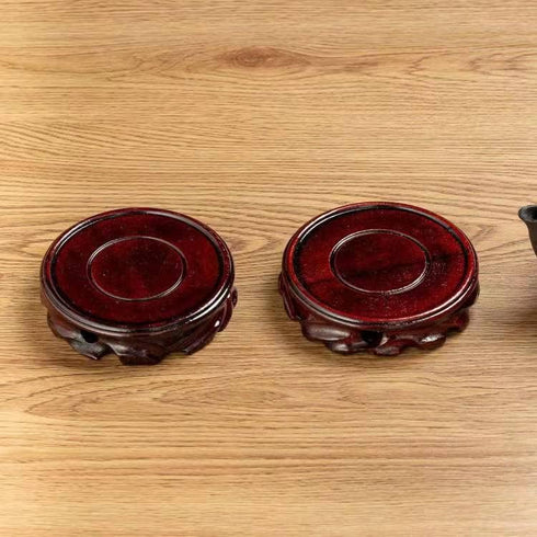 Set 2 (D4 H0.75) Thy Collectibles of Oriental Rosewood Plant and Drink Coasters Stands for Small House Plants, Coffee
