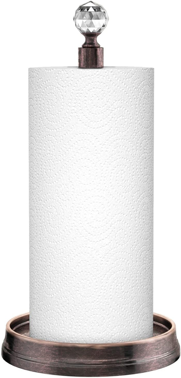 Steel Paper Towel Holder with Crystal Ball, Countertop Stand for Kitchen, Bars & Dining Tables, Oil Rubbed Bronze