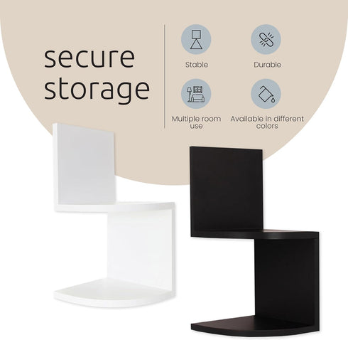 Set 2, 7.75" 7.75" kieragrace Priva Corner Wall Shelf - of White, x