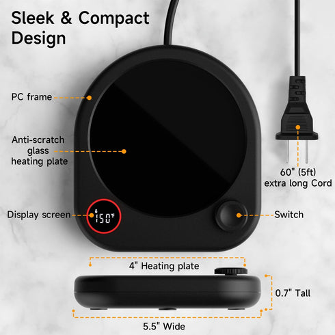 Oracer Coffee Mug Warmer for Desk, Electric Cup Heater for Tea Milk Beverages with Adjustable Temperature Display, Auto