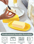 Yedio Ceramic Butter Dish with Lid for Countertop, 8 Inch Butter Holder with Knob Handle for East/West Coast Butter