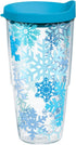 Tervis 24oz Double Walled Insulated Tumbler Travel Cup, Christmas Holiday Blue Winter Snowflakes, Made in USA
