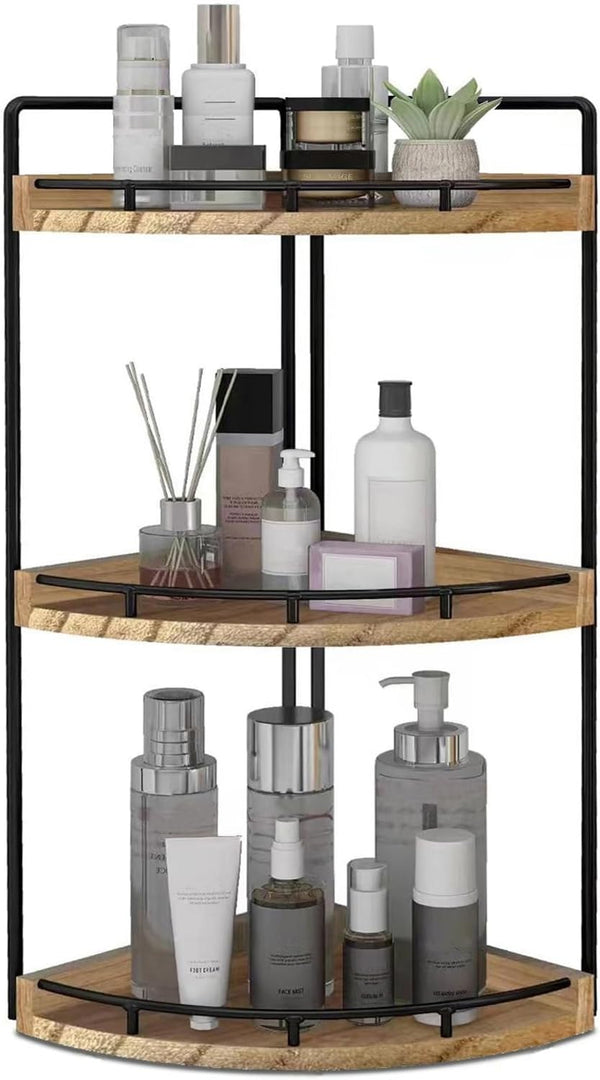 Dorhors 3-Tier Corner Bathroom Organizer Countertop for Storage,Vanity Tray,Wood Counter Organizer for Kitchen,Bathroom,Dresser