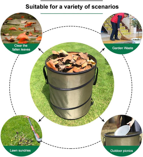Denpetec Bag,10 Yard Waste Bag,Gardening Gallon Garden Leaf Bags, Release Buckle Camping Trash Can Collapsible Trash