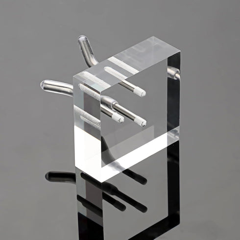 Hipiwe Acrylic Display Stand, Small Metal Peg Easel with Acrylic Base for Sphere, Crystal Ball, and Collectibles, Silver