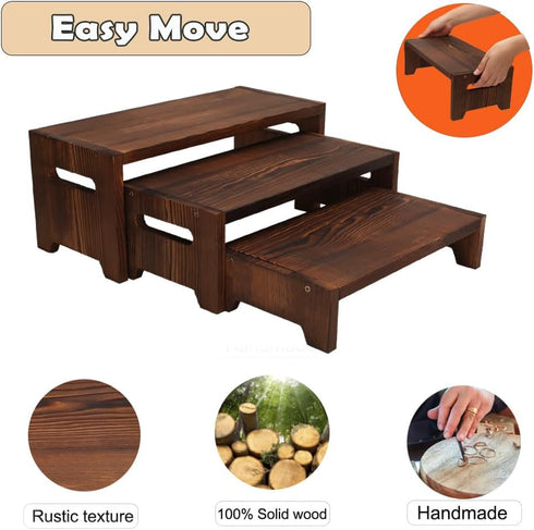 3 MRPAPA Tier Cupcake Stand & Wood Display Risers,for Food Desserts Stand Perfume Organizer Funko POP Collections