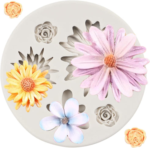 Chrysanthemum Flower Silicone Mold, Daisy Flower Fondant Molds for Cake Decoration, Cupcake Topper, Chocolate Candy,