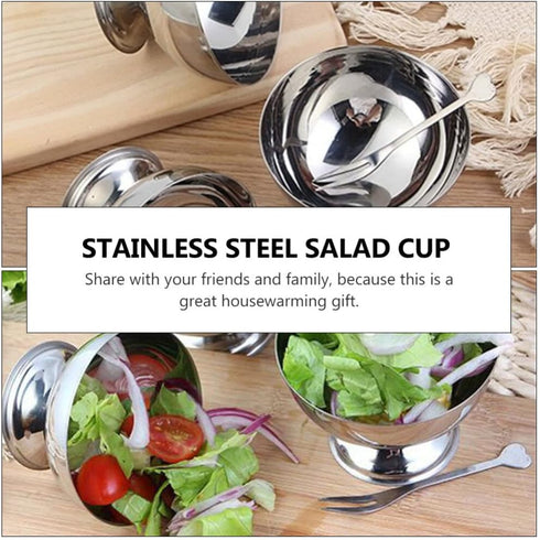 DOITOOL 2PCS Stainless Steel Ice Cream Bowls Set, Footed Dessert Cups for Sundae, Ice Cream, Snack