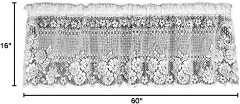 Heritage Lace Victorian Rose Valance, 60-Inch Wide by 16-Inch Drop, Ecru