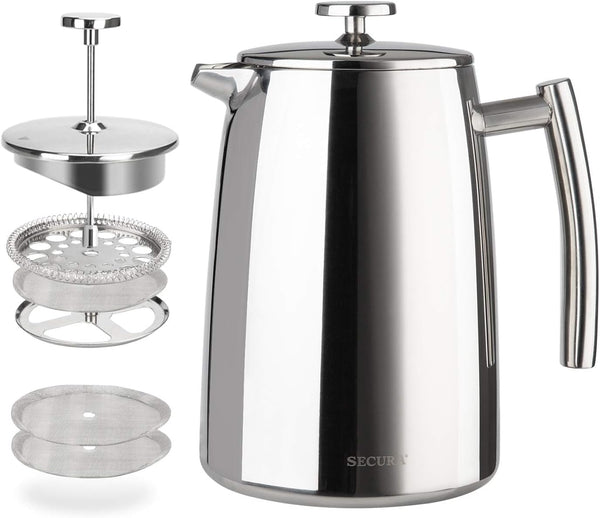 Secura French Press Coffee Maker, 34-Ounce, 304 Stainless Steel Insulated Coffee Press