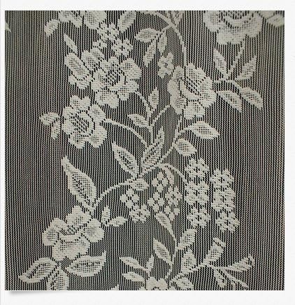 Romance Lace Fabric Shower Curtain with Attached Valance 70 X 72 Long