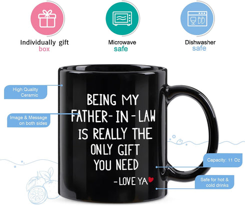 Being My Father-in-law Coffee Mug - 11 Oz Black Gift for Christmas Birthday or Father's Day from Daughter Son