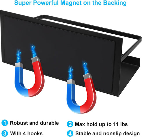 Magnetic Spice Rack Organizer, 2 Pack Magnetic Shelf for Refrigerator, Spice Organizer for Spice Jars Fridge Seasoning Organizer Spice Holder with 4 Hooks for Kitchen Organization and Storage by Seropy