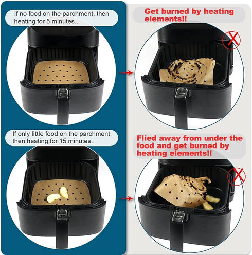 BYKITCHEN Air Fryer Oven Liners, Nonstick Unbleached Parchment Paper, 11x12 Inches, Set of 100