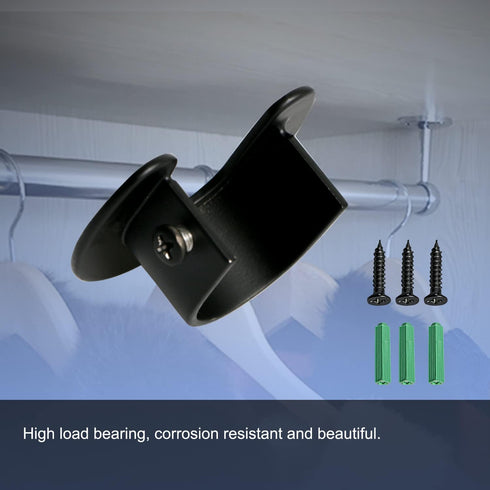 Aopin Closet Pole Sockets Wardrobe Rod Bracket Flange Kit, Matte Black Finish 25mm / 1" Heavy Duty Closet Rod Supports