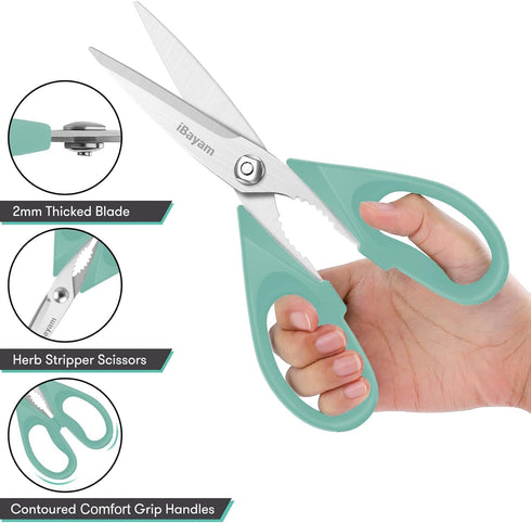 iBayam 1-Pack Heavy Duty Kitchen Scissors, 8.5" All Purpose Shears with Protective Sheath for Home Kitchen