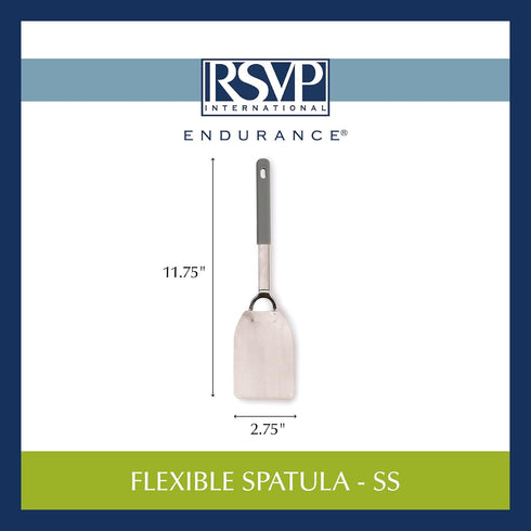 RSVP International Kitchen Tool Collection, Flexible Stainless Steel Spatula, Dishwasher Safe