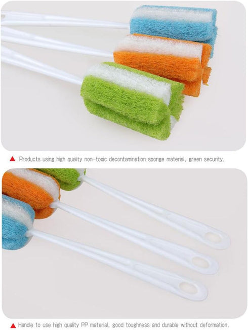 3PCS Soft Hanging Sponge Cleaning Brush, Long Handle Scrubber for Cup, Bottle, and Baby Bottles