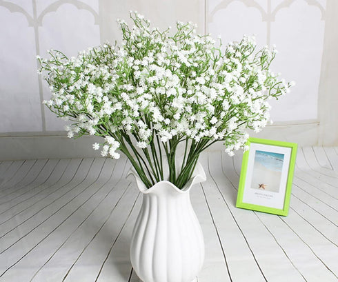 9 Pack Real Touch Artificial Baby's Breath Flowers - 21" Bendable Stems for Wedding Bouquets