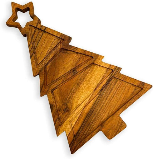 Christmas Tree Shaped Wood Cutting Board for Kitchen Decoration, 11"L x 9.75"W, Wooden Charcuterie Board