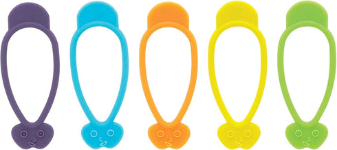 HIC Kitchen Stretch and Twist Silicone Bag Ties, Set of 10 with Storage Bag, Reusable Food Sealing Clips