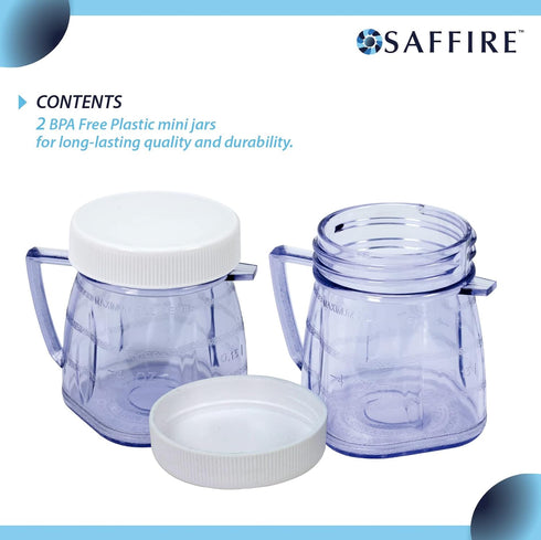 Saffire Replacement Mini 1-Cup Plastic Jar, Fits Most Oster Blenders (2 Pieces)