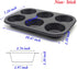 Muffin Pan, 6 Cup Cupcake Baking Pan, No Stick Carbon Steel, Easy Clean