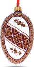 Red Stripe Ukrainian Pysanka Glass Egg Ornament, 4 Inches