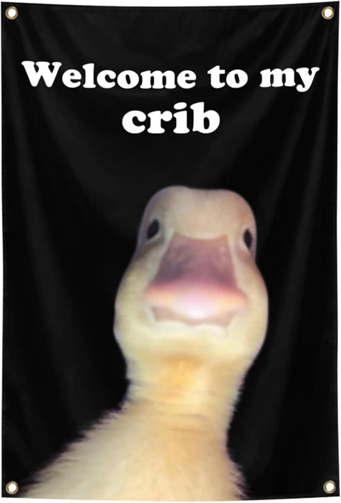 starfa lab for Welcome To My Crib Funny Duck Flag Tapestry 2x3Ft Bedroom,Funny Flags,Dorm,Man