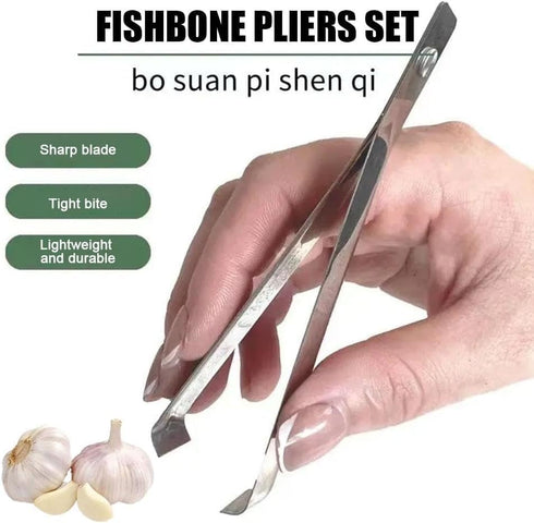 Fish Bone Tweezers Set, Stainless Steel Garlic Peeler Tool, Peeling Clip for Cooking Vegetables