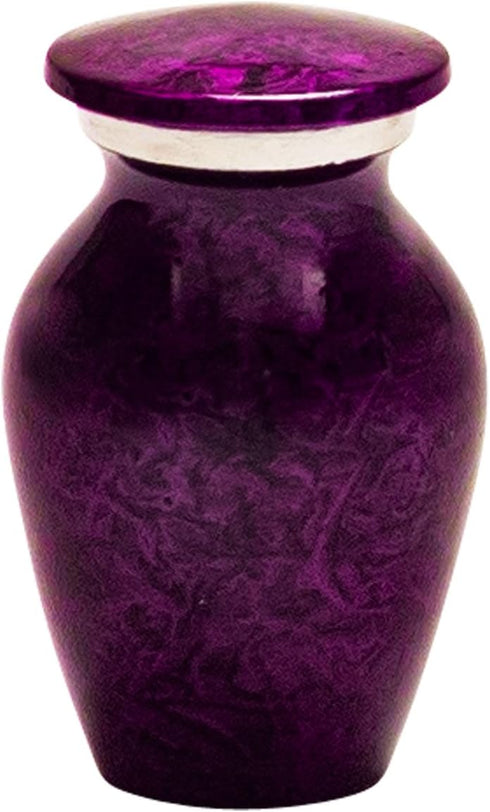Keepsake Cremation Urn for Ashes, Aluminum Purple Urn, 3 Inches High, Keepsake Sized