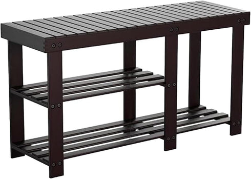 PayLessHere 5-Tier Bamboo Shoe Rack Shoe Bench Shoe Shelf Free Standing Storage Organizer