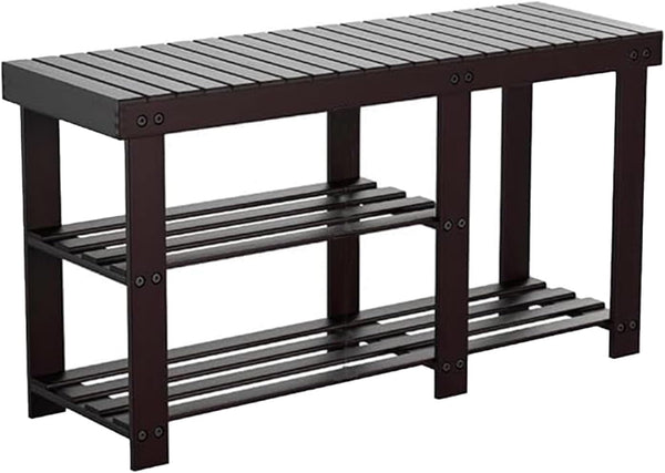 PayLessHere 5-Tier Bamboo Shoe Rack Shoe Bench Shoe Shelf Free Standing Storage Organizer