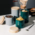 Sweejar Ceramic Kitchen Canisters, Stackable Food Storage Jar with Airtight Seal Wooden Lid, 16 Fl Oz (Gray)