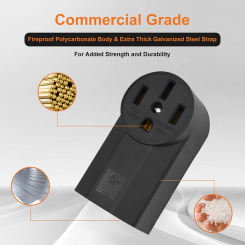 NEMA 14-50R Receptacle 3-Pole 4-Wire Surface Mount Power Receptacle 125/250V 50A UL Listed