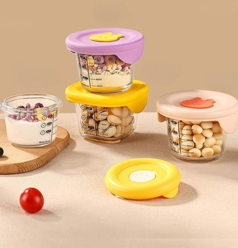 yaocoral 2 Pack 6 OZ Mini Glass Food Storage Containers with Lids,Small Food Jars Clear Glass Container