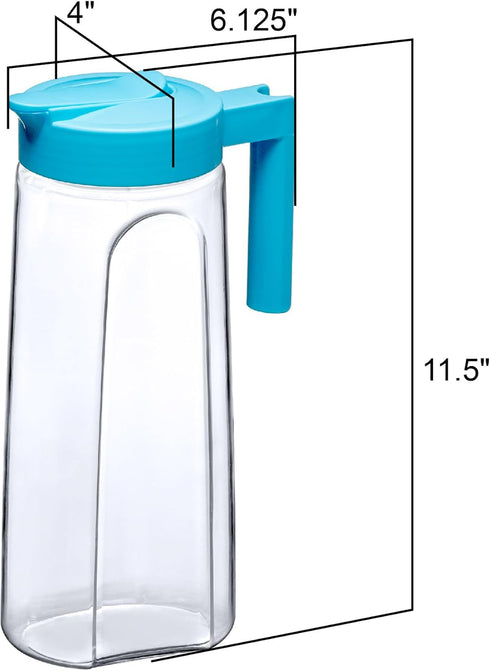 Amazing Abby Slim Tritan Pitcher 64 oz, Unbreakable Plastic Water Pitcher with Lid, BPA-Free, Dishwasher-Safe