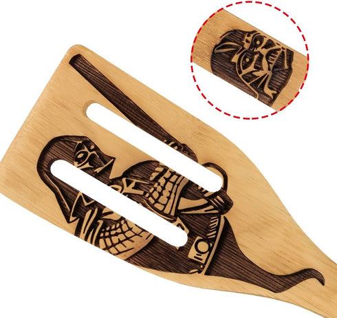 Star War Burned Wooden Spoons Utensil Set, Natural Bamboo Kitchen Cooking Serving Utensils