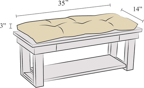 35 Inches, Klear Vu The Gripper Non-Slip Tufted Bench Cushion for Indoor Furniture, Assembled in USA, Entryway Storage