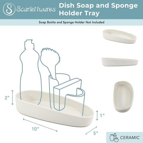 Elegant Oval Ceramic Tray for Soap and Sponge Organization