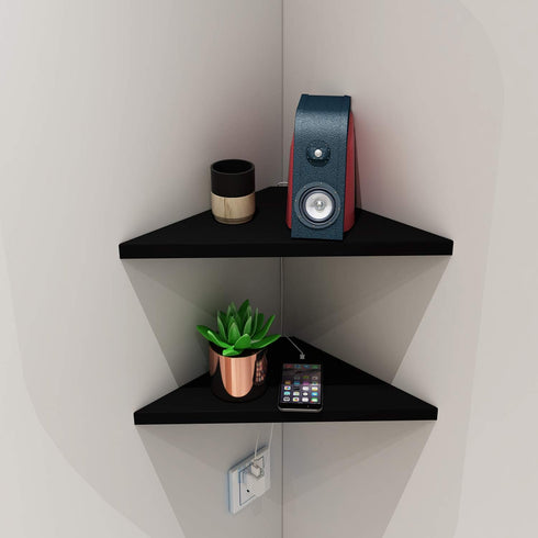 evron Corner Mounting Shelf Set of 2, Easy to Install Floating Wall Shelves, Durable Waterproof ABS Plastic