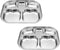 Korean Stainless Steel Divided Plates by KS&E, BPA Free, 5 Compartment Plate Silver, Set of 2