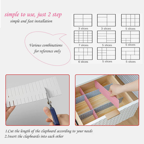 JSF Drawer Dividers, 12.7' x 2.7', Set of 12 Adjustable Drawer Organizers for Clothes, Makeup Storage