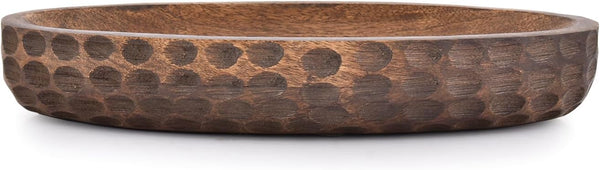 Mango Wood Decorative Bowl for Home Decor, Centerpiece for Farmhouse Country, Restaurant, Café, 14" x 6" x 2.3"