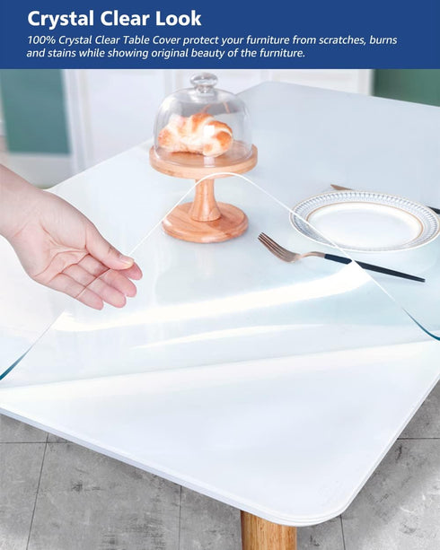 8X48 Inch 1.5mm Clear PVC Table Cover Thick Crystal Table Topper Protector Rectangular Vinyl Plastic Desk Pad