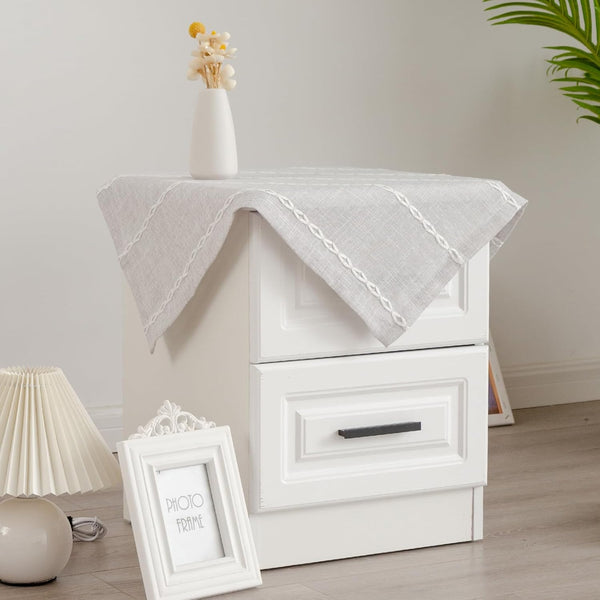 Rustic Square Linen Small Tablecloth Washable Striped Jacquard Bedside Table Cover Heavy