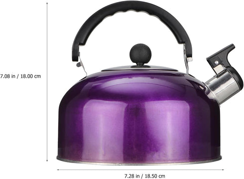 Tea Kettle for Stove Top: Purple Whistling Teapot 3Quart Stainless Steel Teapot Heating Water Container with Handle for Home Gas Stovetop by Cabilock